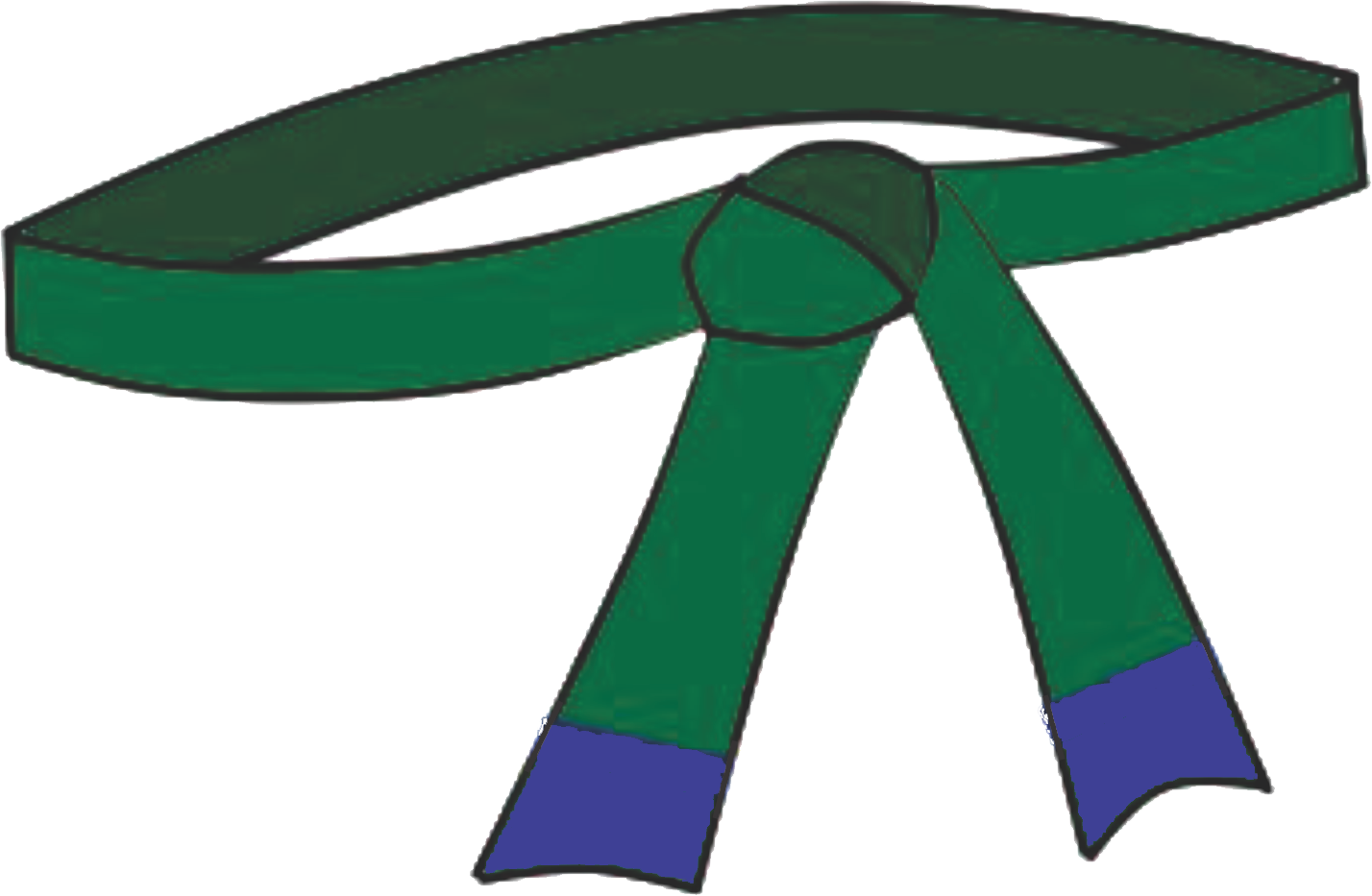 cinturon verde punta azul